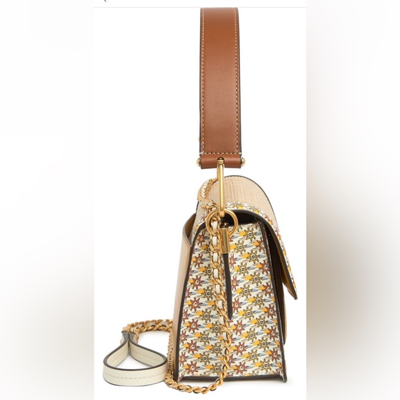 Tory Burch Robinson Trimmed Straw Convertible Bags - Picture 8 of 9